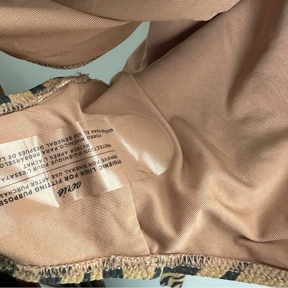 New Aerie Swimsuit Pique Zebra Animal Print Wrap One Piece Brown XXL - Picture 7 of 10